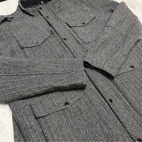 Kenneth Cole Men's Herringbone Field Jacket Coat Wool blend - Black and Gray XL - Picture 2 of 12